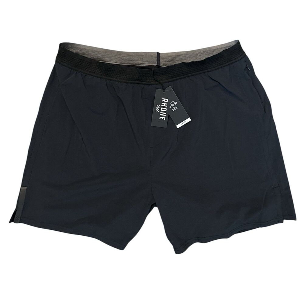 NWT Rhone Mens XXL 6" Swift Running Shorts Lined Pull On Drawstring Black
